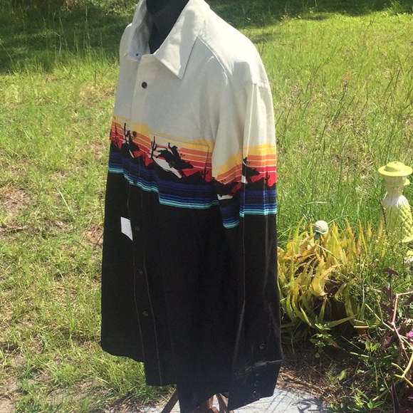 🤠 NWT Awesome Mens Unisex Fun Cowboy Style Shirt Sz Large Wardrobe Must Have🤠 - Picture 5 of 11